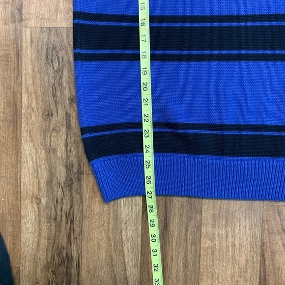 Chaps Vintage Striped Blue Black Sweater Medium - Picture 6 of 6
